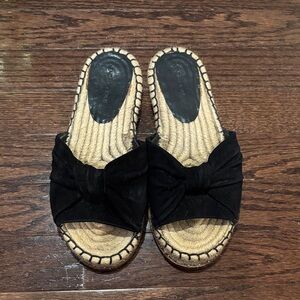 Kendall & Kylie Black Bow Espadrille Slides